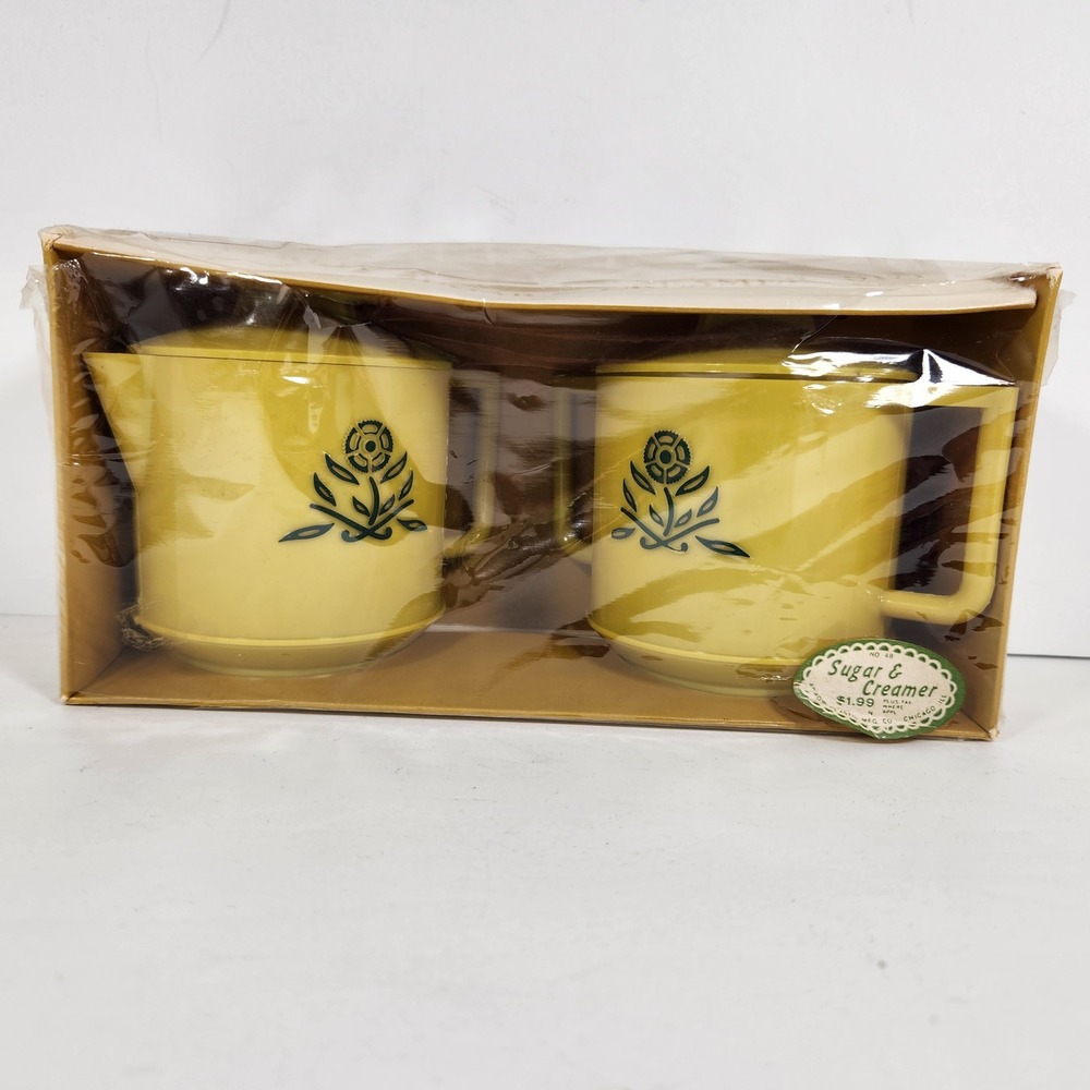 Vintage Arrow Plastic Table Mates Sugar and Creamer Set Yellow No 48 New